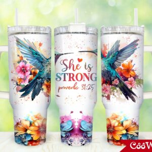 Hummingbird Bible Verse Custom Stanley Quencher 40oz Stainless Steel Tumbler With Handle