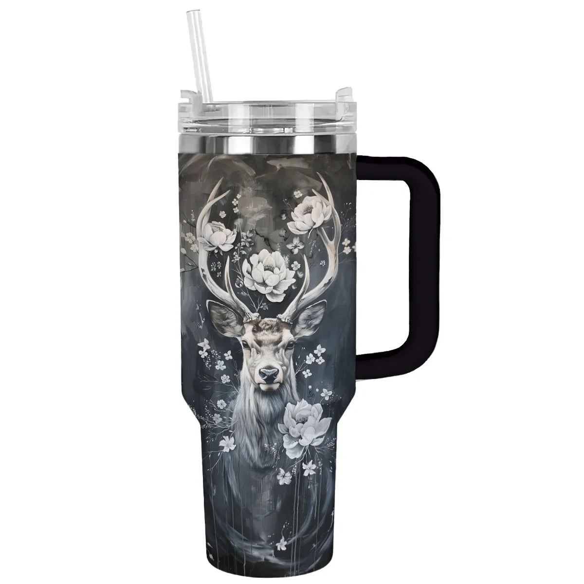 Hunting Deer Custom Stanley Quencher 40oz Stainless Steel Tumbler With Handle