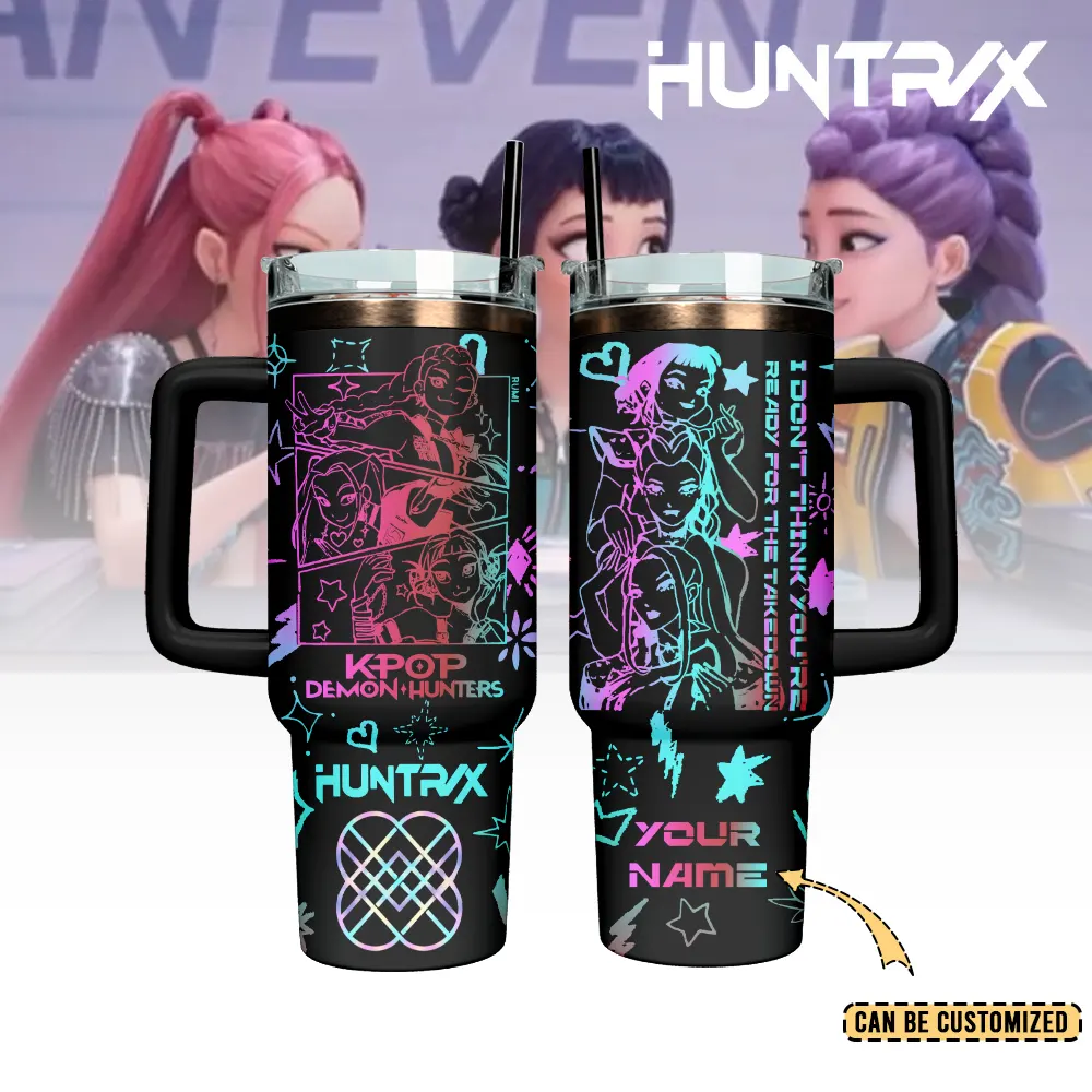 Huntrix Kpop Demon Hunters Custom Stanley Quencher 40oz Stainless Steel Tumbler With Handle