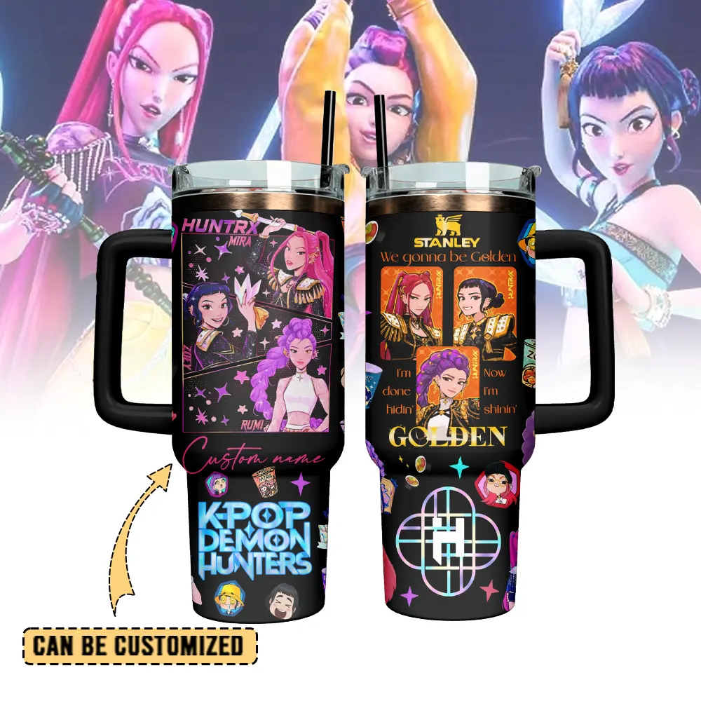 Huntrix x Kpop Demon Hunters Custom Stanley Quencher 40oz Stainless Steel Tumbler With Handle