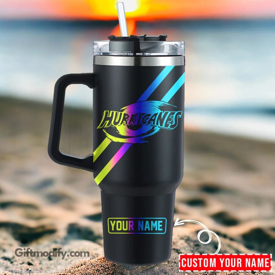 Hurricanes Super Rugby Hologram Logo Custom Stanley Quencher 40oz Stainless Steel Tumbler With Handle