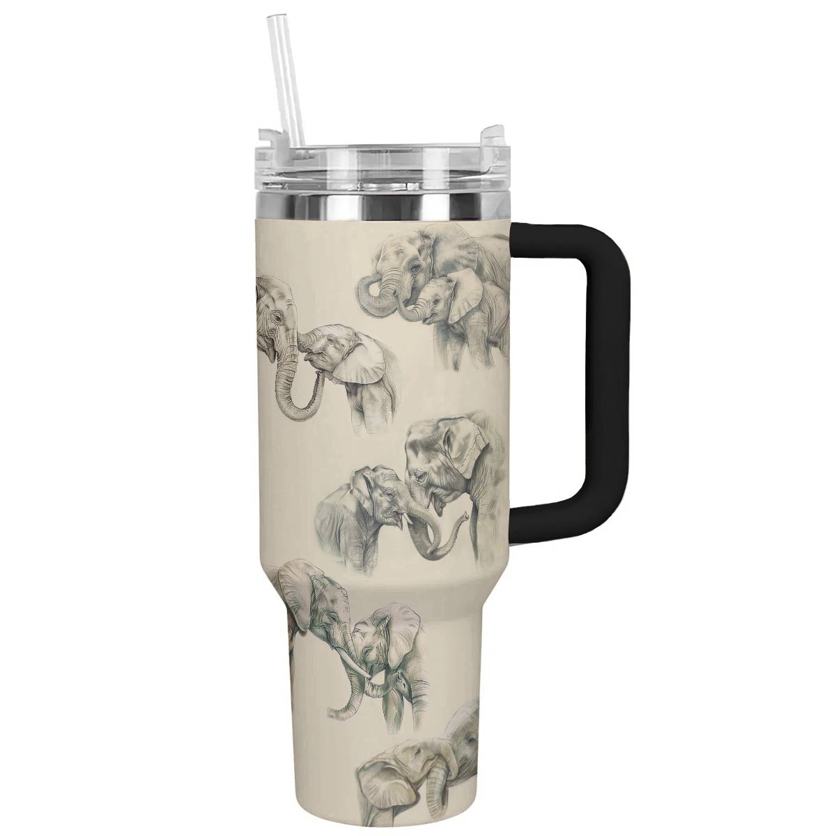 I Love You Elephant Mom Custom Stanley Quencher 40oz Stainless Steel Tumbler With Handle