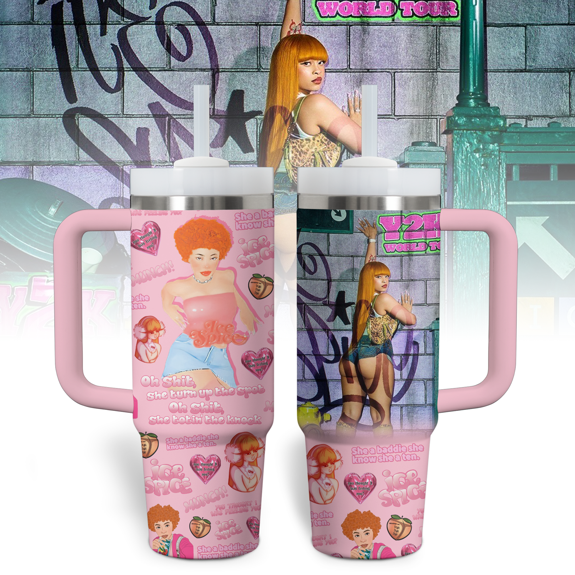 Ice Spice Music Custom Stanley Quencher 40oz Stainless Steel Tumbler With Handle