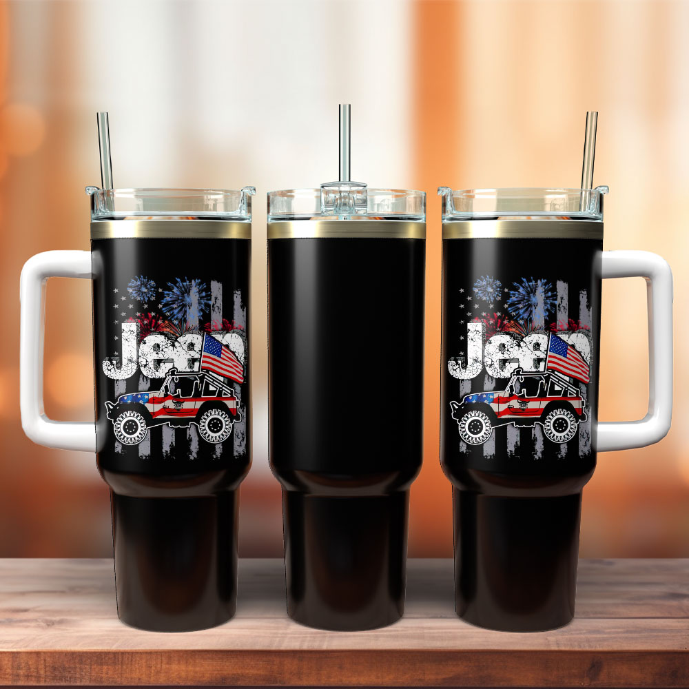 Independence Day Custom Stanley Quencher 40oz Stainless Steel Tumbler With Handle