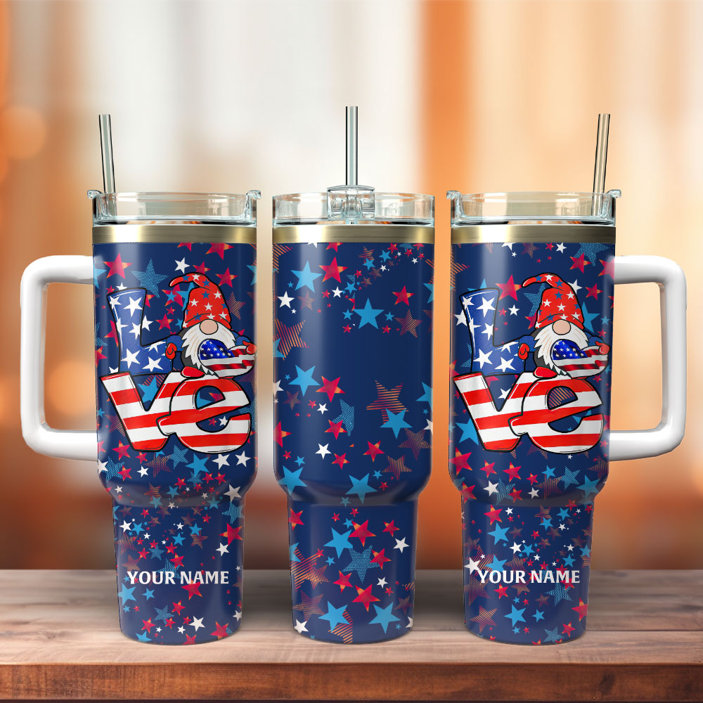 Independence Day Custom Stanley Quencher 40oz Stainless Steel Tumbler With Handle