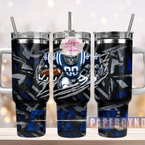 Indianapolis Colts Custom Stanley Quencher 40oz Stainless Steel Tumbler With Handle
