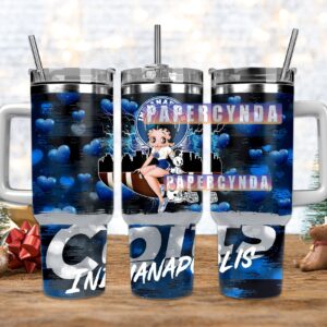 Indianapolis Colts Custom Stanley Quencher 40oz Stainless Steel Tumbler With Handle