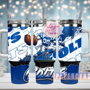 Indianapolis Colts Custom Stanley Quencher 40oz Stainless Steel Tumbler With Handle