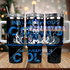 Indianapolis Colts Custom Stanley Quencher 40oz Stainless Steel Tumbler With Handle