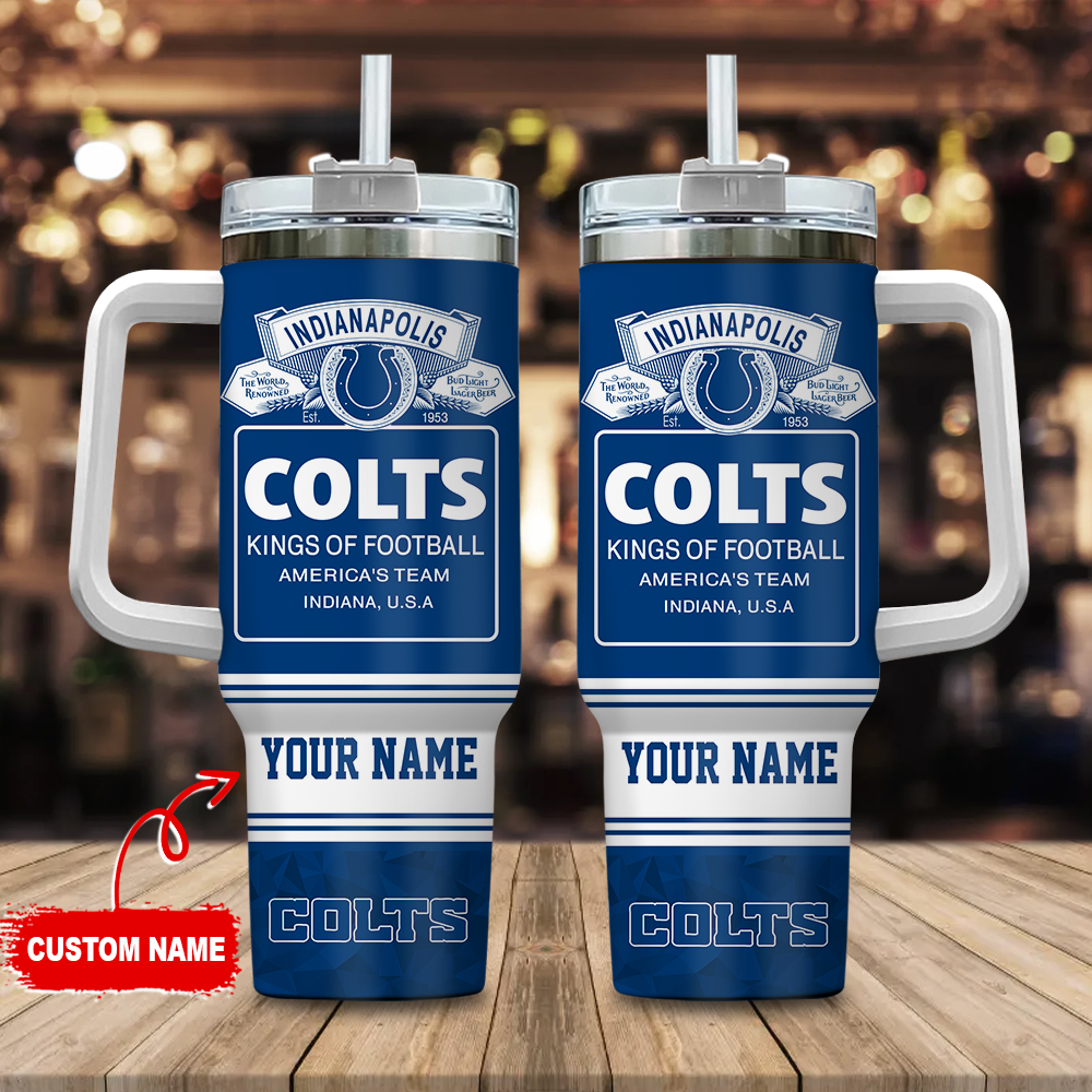 Indianapolis Colts NFL Bud Light Custom Stanley Quencher 40oz Stainless Steel Tumbler With Handle