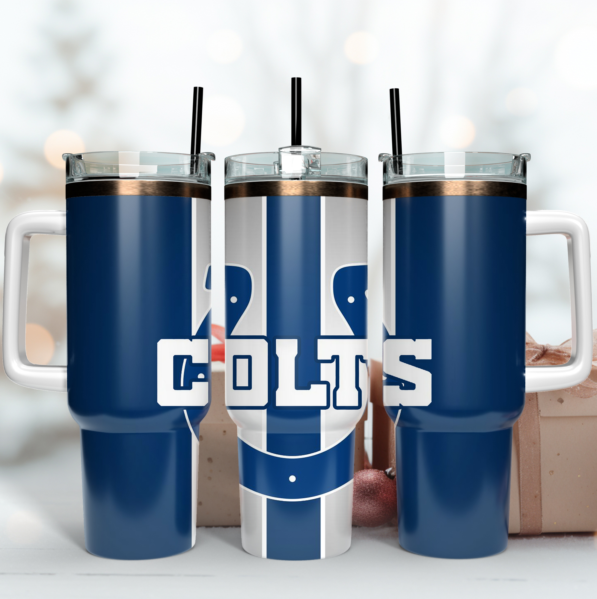 Indianapolis Colts NFL Custom Stanley Quencher 40oz Stainless Steel Tumbler With Handle