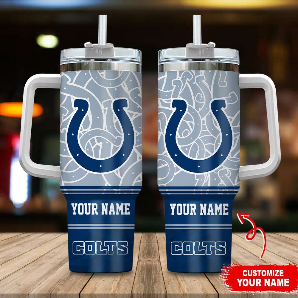 Indianapolis Colts NFL Custom Stanley Quencher 40oz Stainless Steel Tumbler With Handle