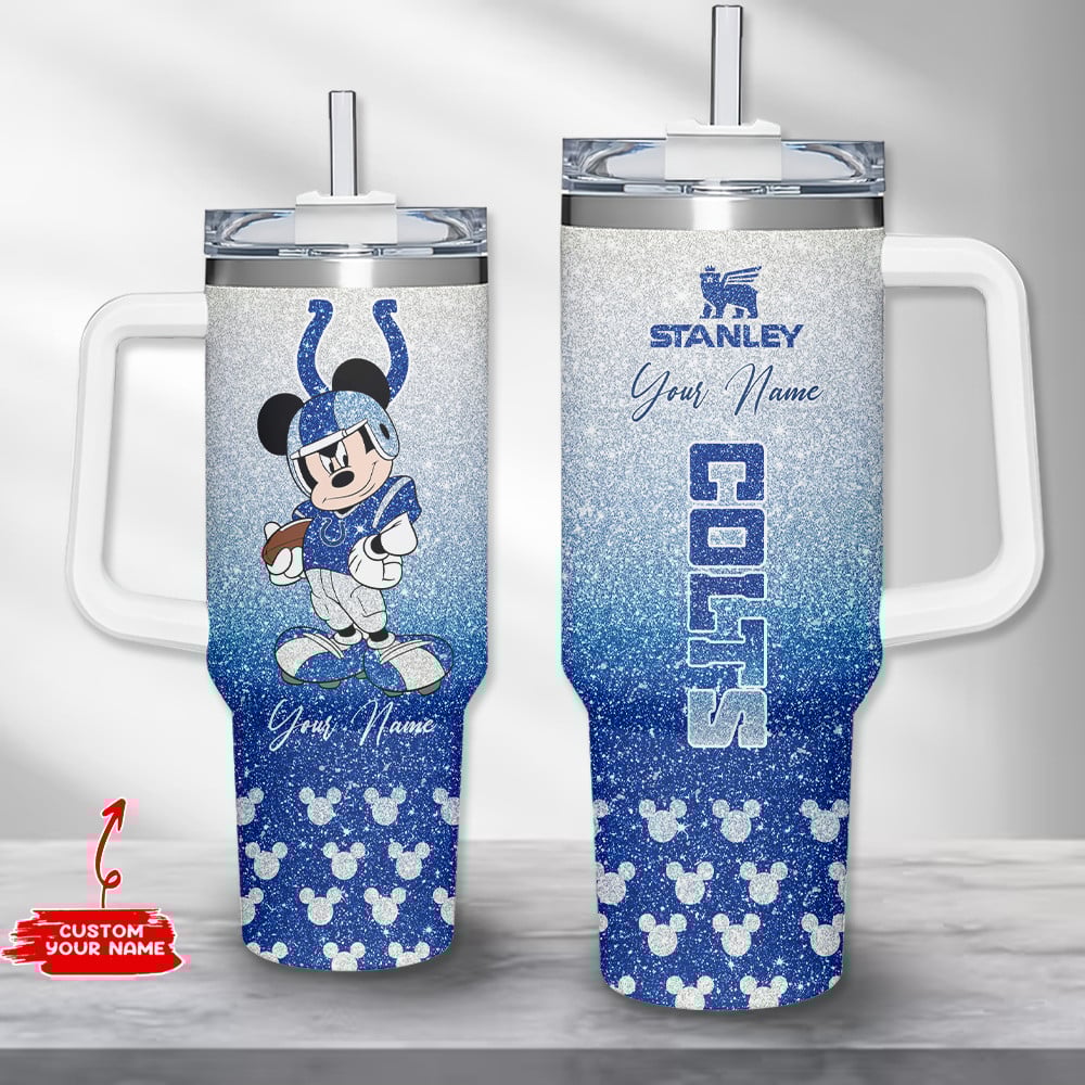Indianapolis Colts NFL Custom Stanley Quencher 40oz Stainless Steel Tumbler With Handle