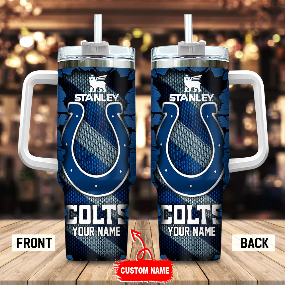 Indianapolis Colts NFL Custom Stanley Quencher 40oz Stainless Steel Tumbler With Handle