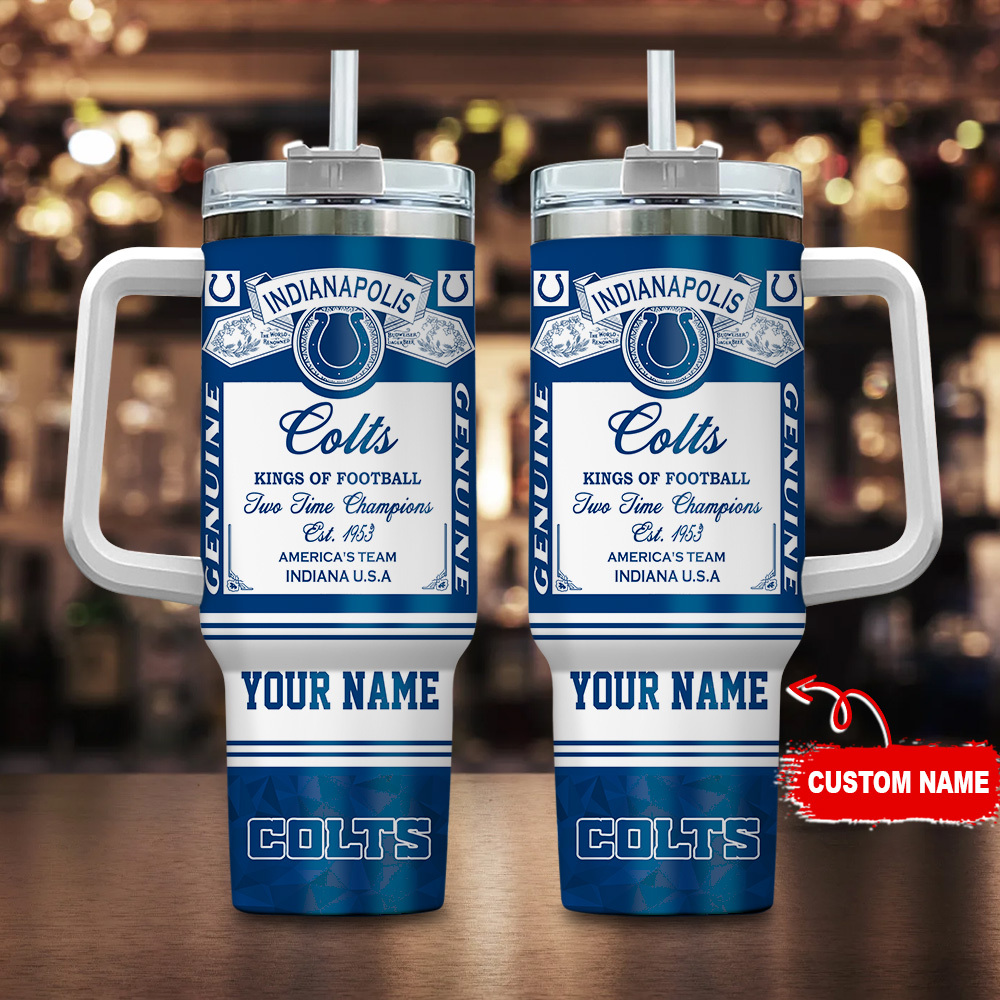 Indianapolis Colts NFL Custom Stanley Quencher 40oz Stainless Steel Tumbler With Handle