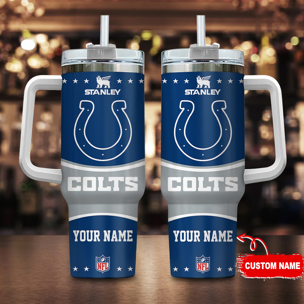 Indianapolis Colts NFL Custom Stanley Quencher 40oz Stainless Steel Tumbler With Handle