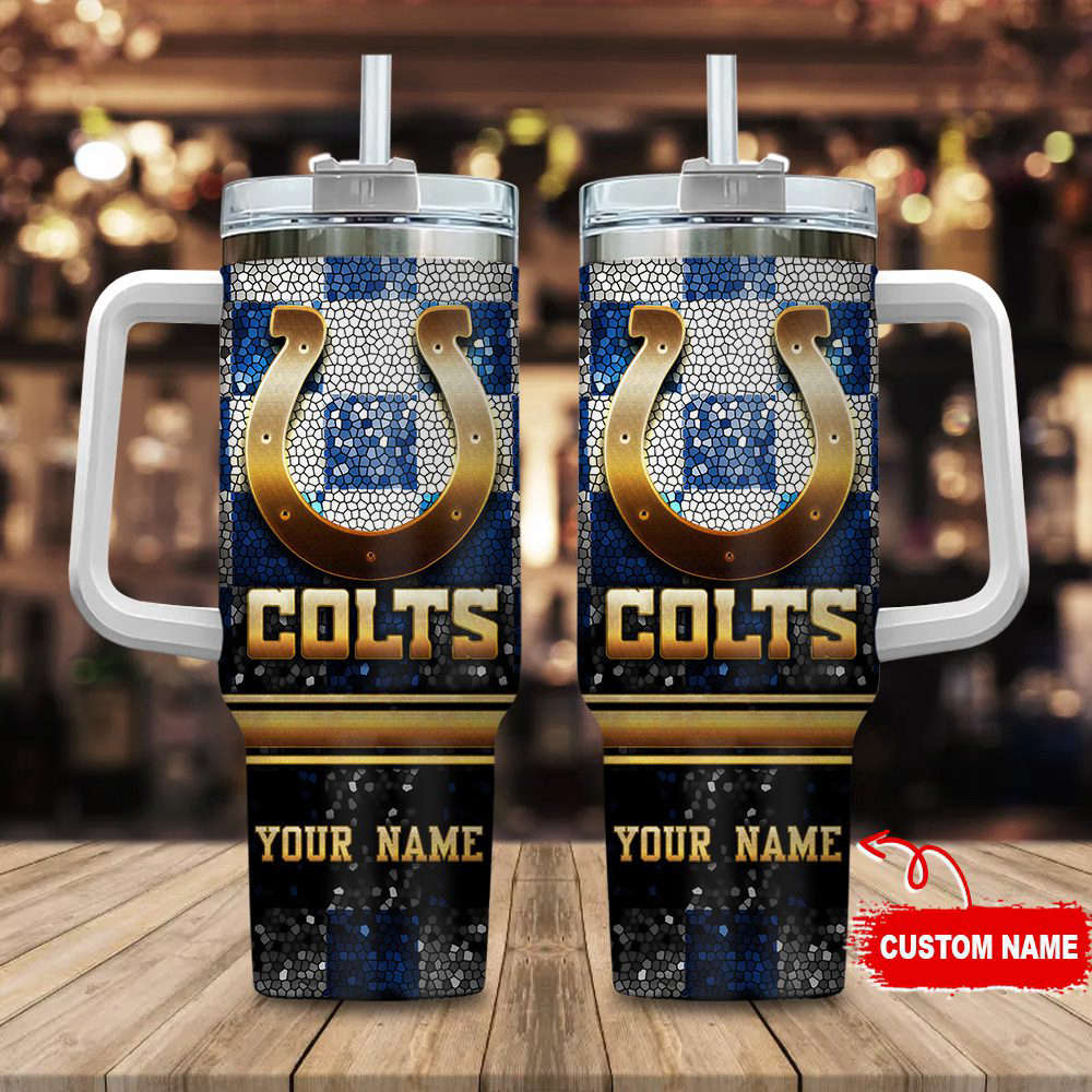 Indianapolis Colts NFL Custom Stanley Quencher 40oz Stainless Steel Tumbler With Handle