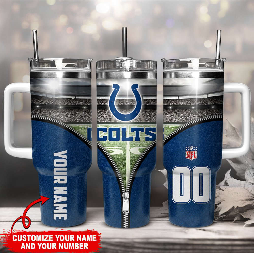 Indianapolis Colts NFL Custom Stanley Quencher 40oz Stainless Steel Tumbler With Handle