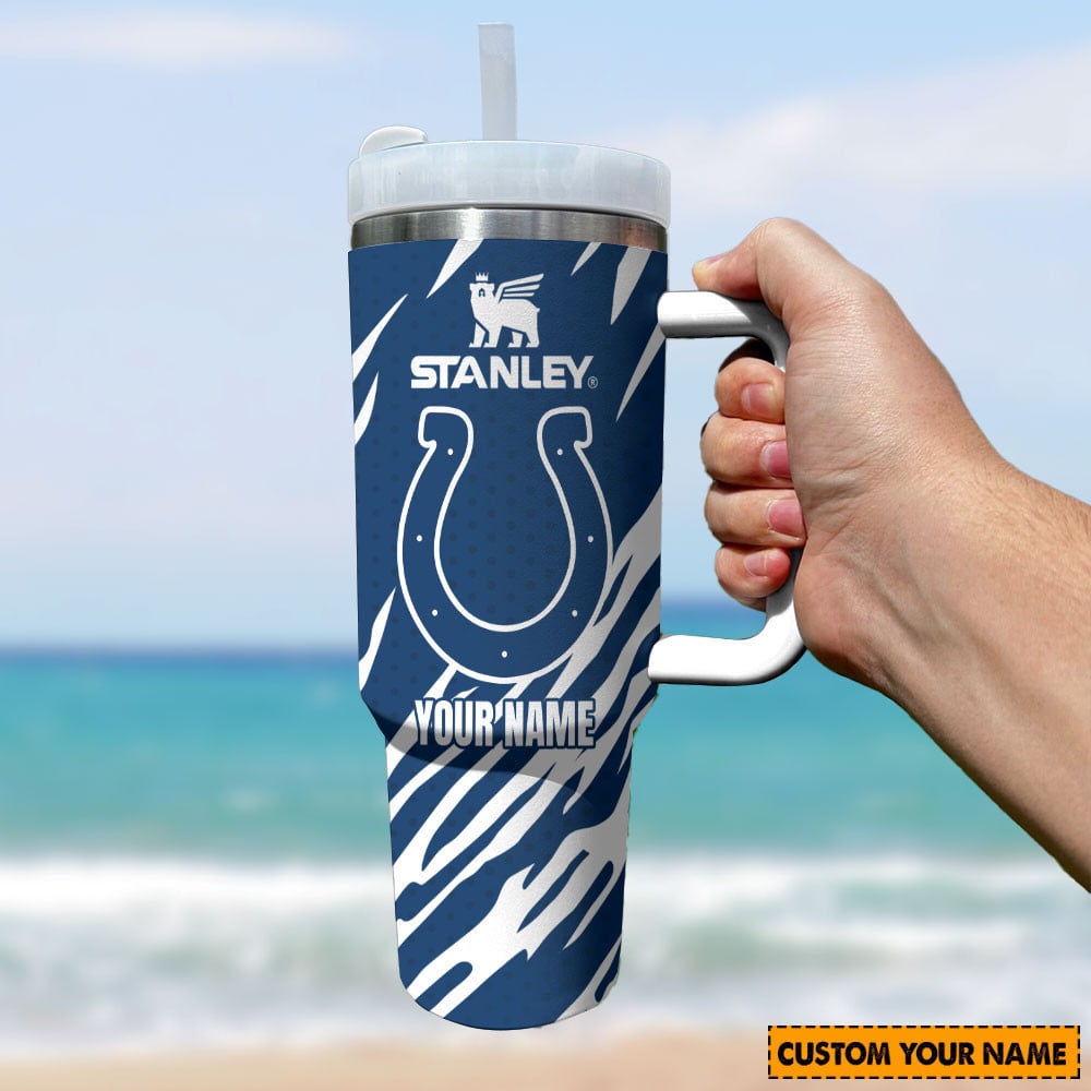 Indianapolis Colts NFL Custom Stanley Quencher 40oz Stainless Steel Tumbler With Handle