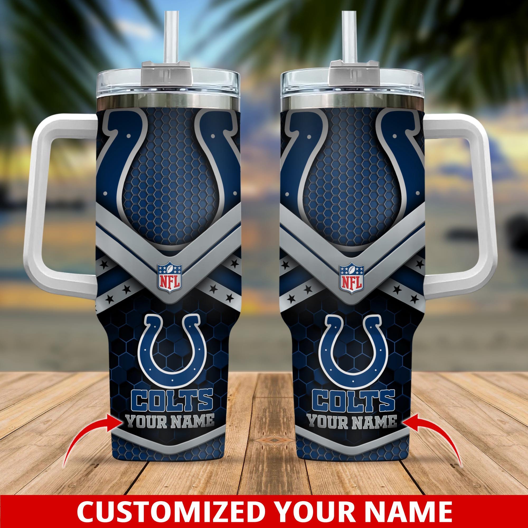 Indianapolis Colts NFL Custom Stanley Quencher 40oz Stainless Steel Tumbler With Handle
