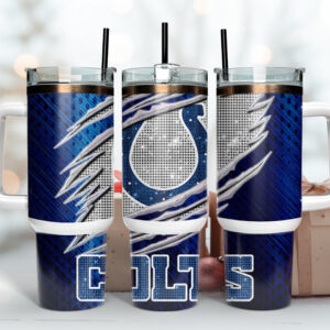 Indianapolis Colts NFL Custom Stanley Quencher 40oz Stainless Steel Tumbler With Handle