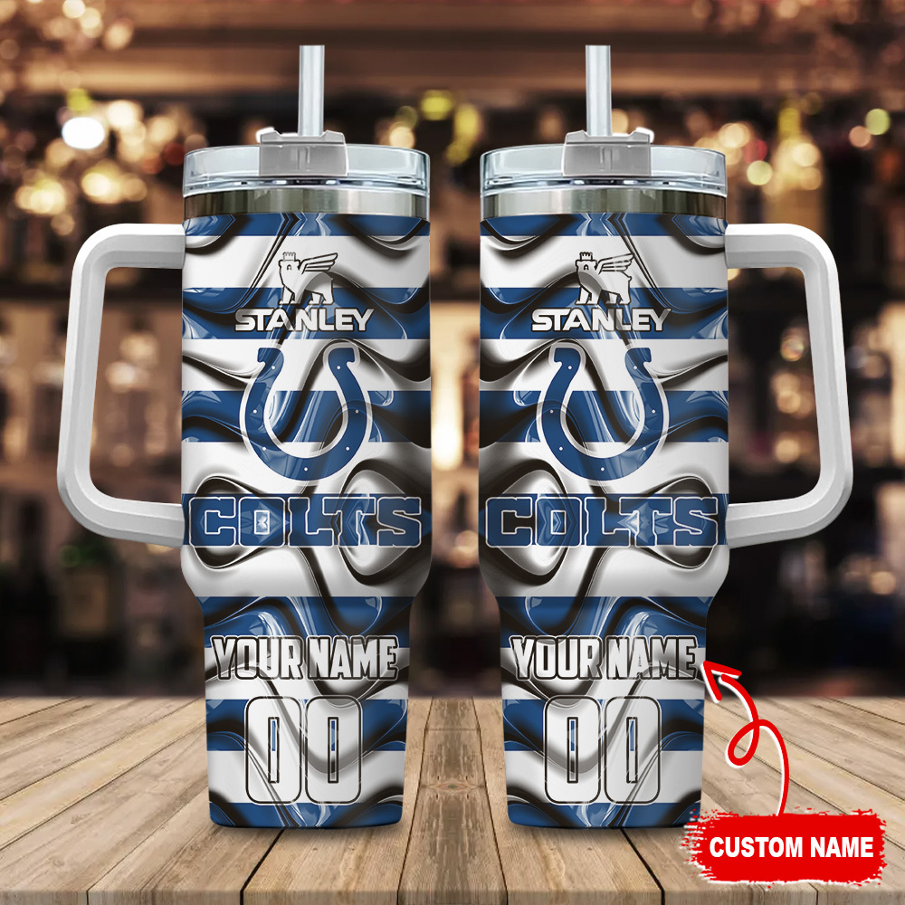 Indianapolis Colts NFL Custom Stanley Quencher 40oz Stainless Steel Tumbler With Handle