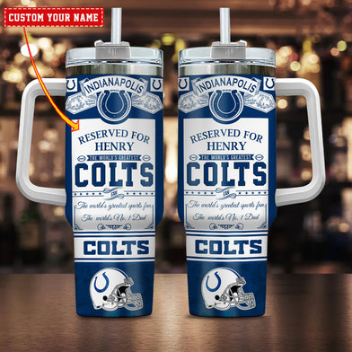 Indianapolis Colts NFL Custom Stanley Quencher 40oz Stainless Steel Tumbler With Handle