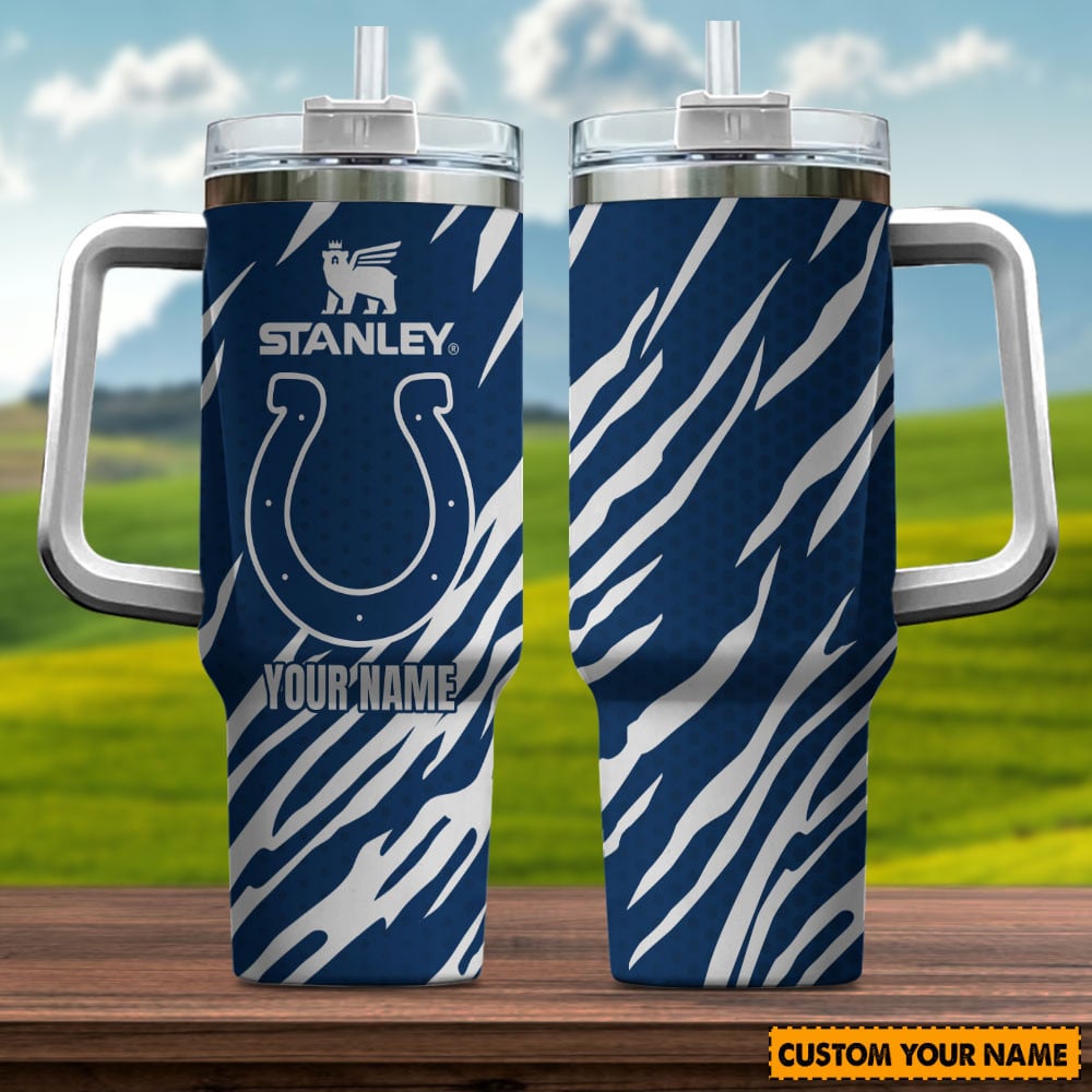 Indianapolis Colts NFL Custom Stanley Quencher 40oz Stainless Steel Tumbler With Handle