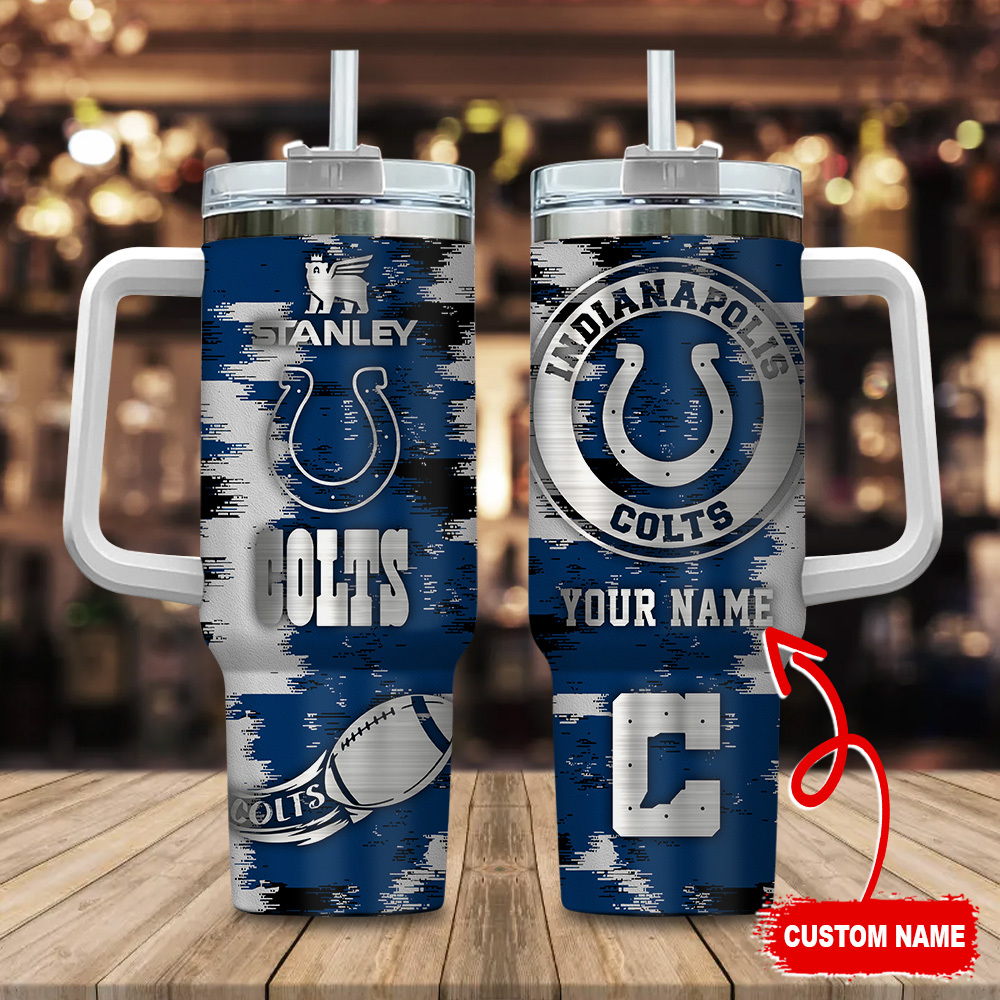 Indianapolis Colts NFL Custom Stanley Quencher 40oz Stainless Steel Tumbler With Handle
