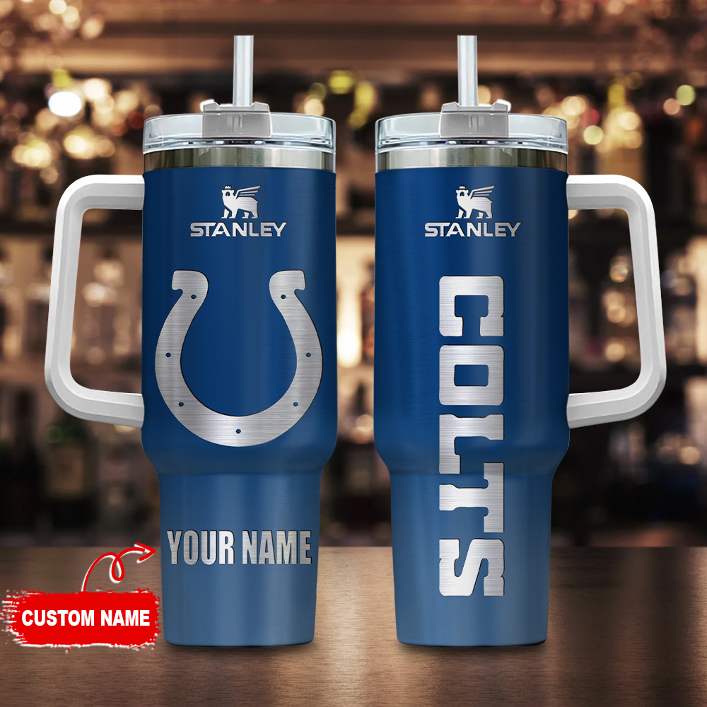 Indianapolis Colts NFL Custom Stanley Quencher 40oz Stainless Steel Tumbler With Handle