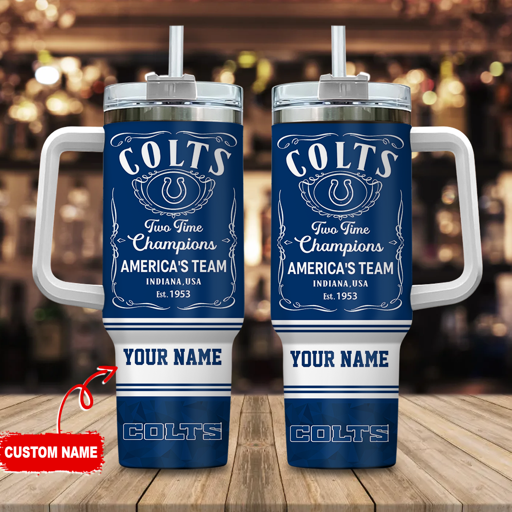 Indianapolis Colts NFL Custom Stanley Quencher 40oz Stainless Steel Tumbler With Handle