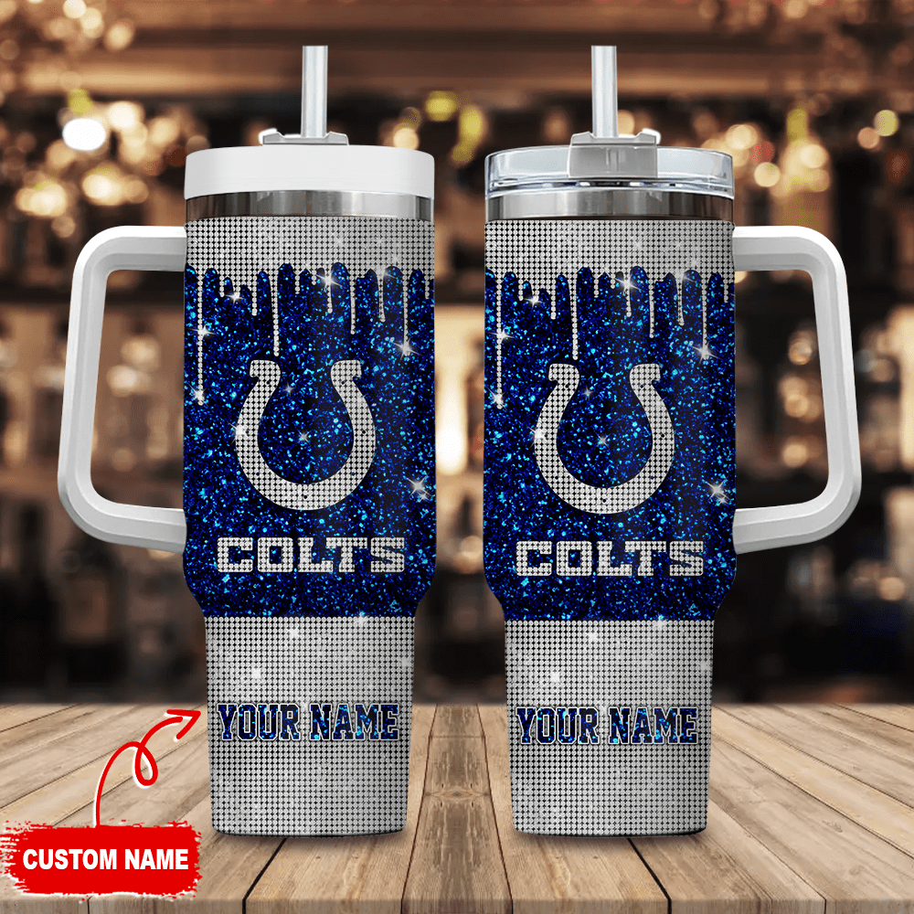 Indianapolis Colts NFL Custom Stanley Quencher 40oz Stainless Steel Tumbler With Handle