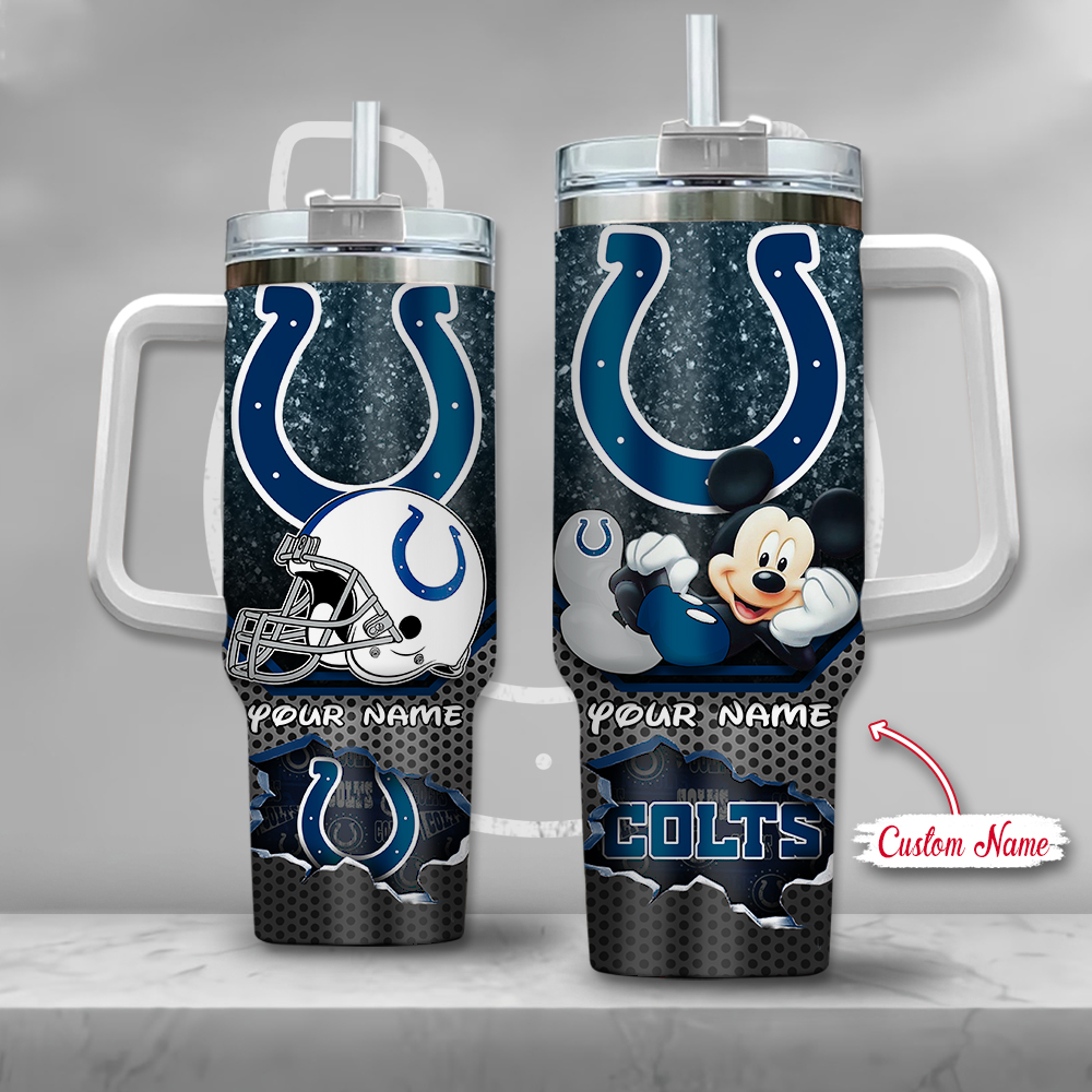 Indianapolis Colts NFL Custom Stanley Quencher 40oz Stainless Steel Tumbler With Handle
