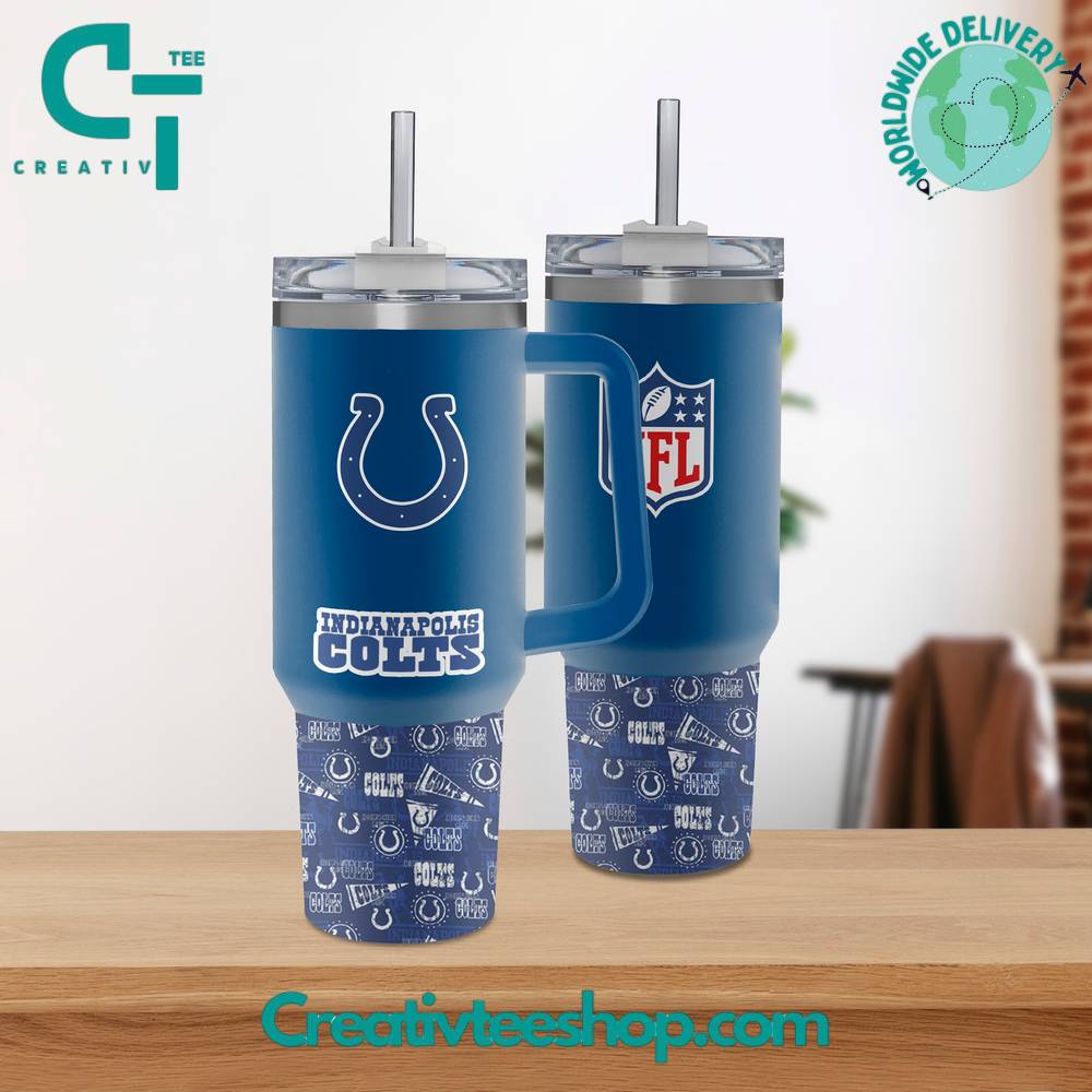 Indianapolis Colts NFL Custom Stanley Quencher 40oz Stainless Steel Tumbler With Handle