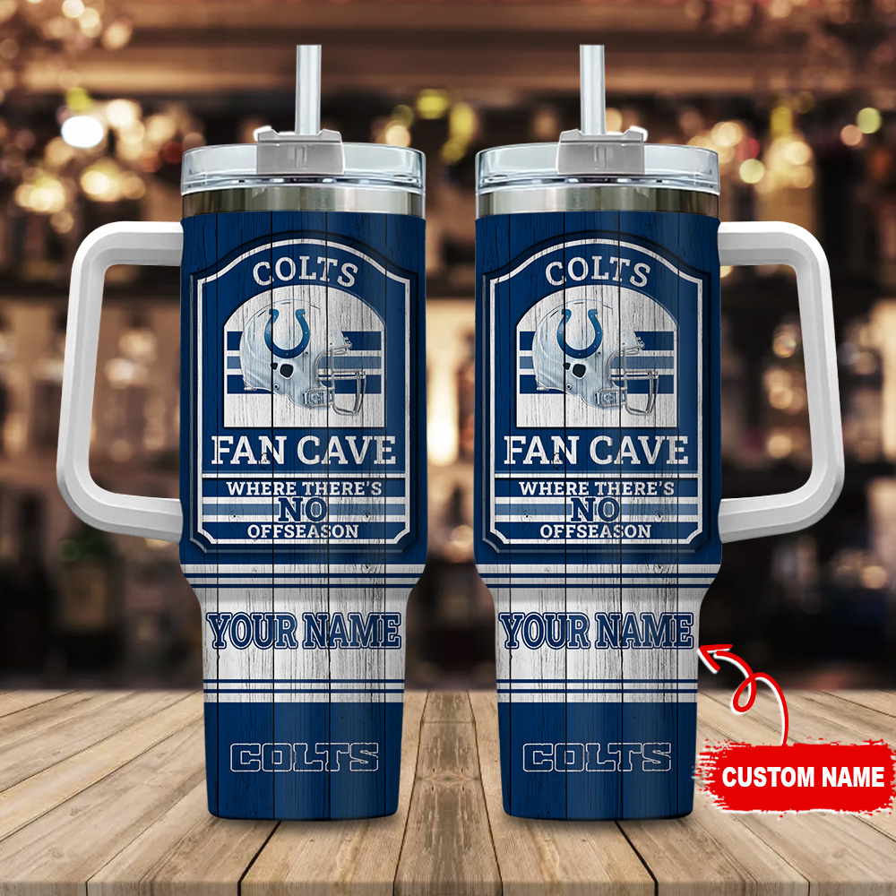 Indianapolis Colts NFL Fan Cave Custom Stanley Quencher 40oz Stainless Steel Tumbler With Handle