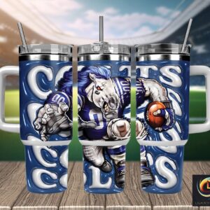 Indianapolis Colts NFL Mascot Custom Stanley Quencher 40oz Stainless Steel Tumbler With Handle