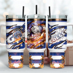 Indianapolis Colts NFL Mascot Custom Stanley Quencher 40oz Stainless Steel Tumbler With Handle