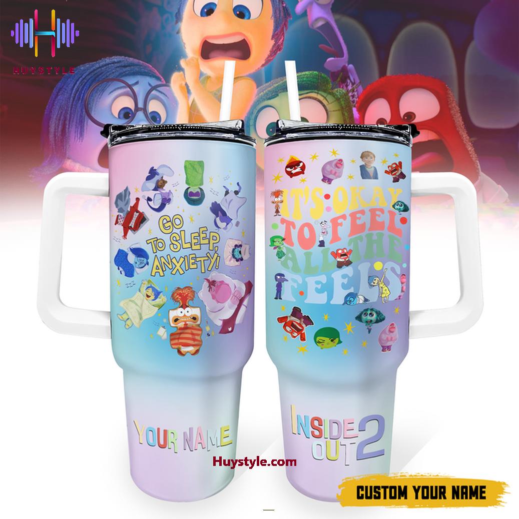 Inside Out 2 Movies Custom Stanley Quencher 40oz Stainless Steel Tumbler With Handle