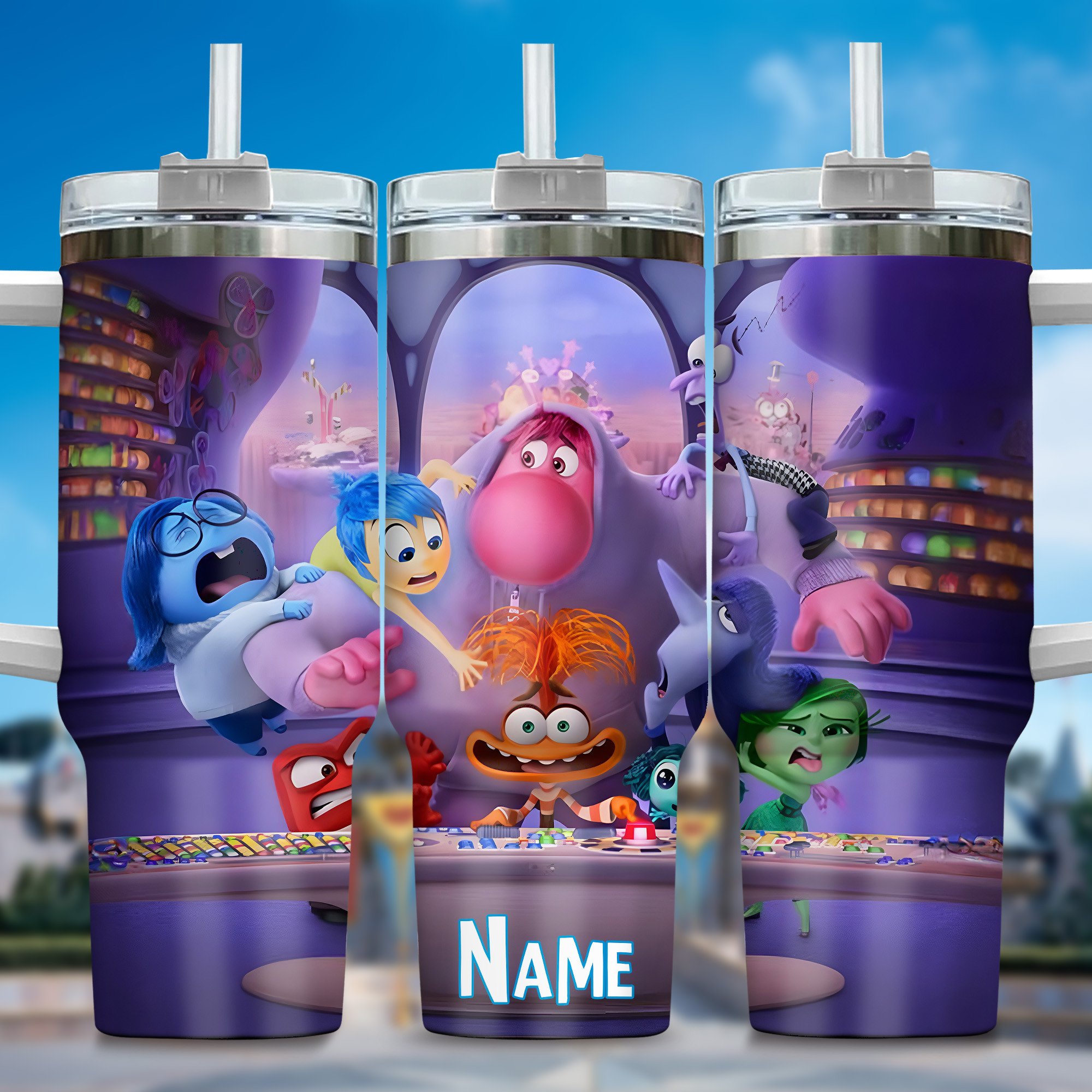 Inside Out Movies Custom Stanley Quencher 40oz Stainless Steel Tumbler With Handle