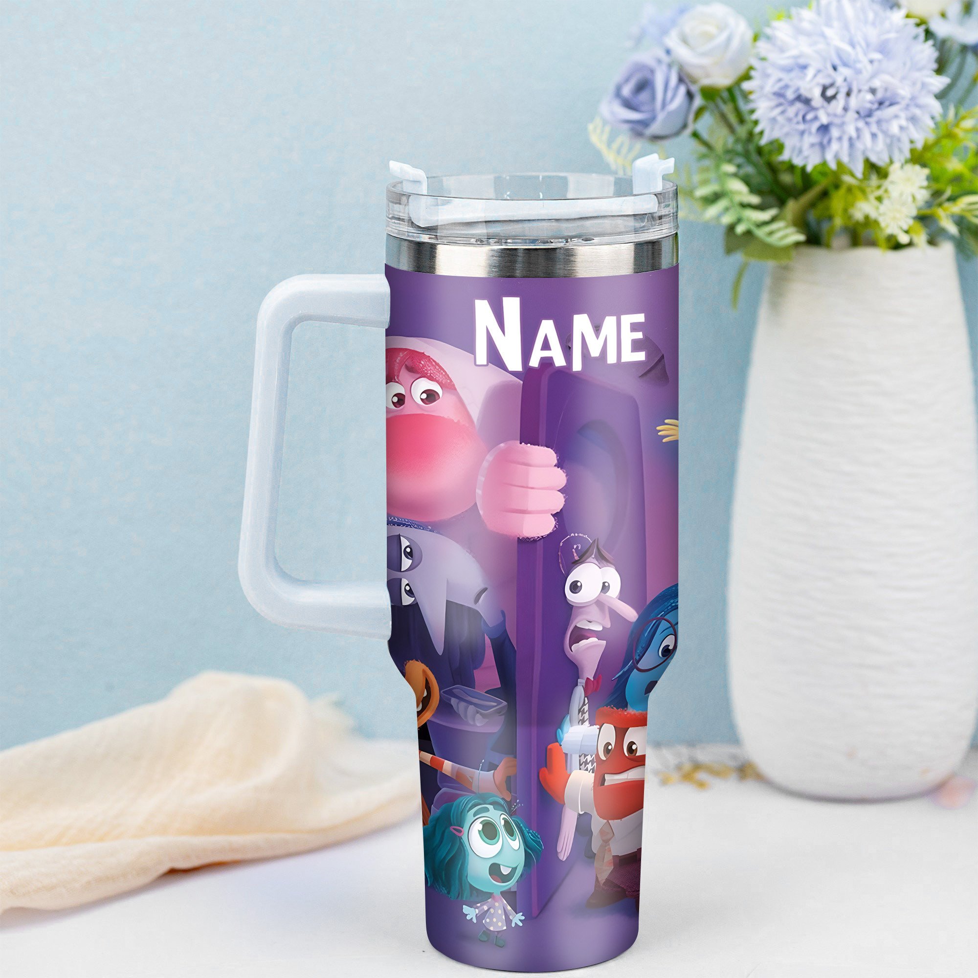 Inside Out Movies Custom Stanley Quencher 40oz Stainless Steel Tumbler With Handle