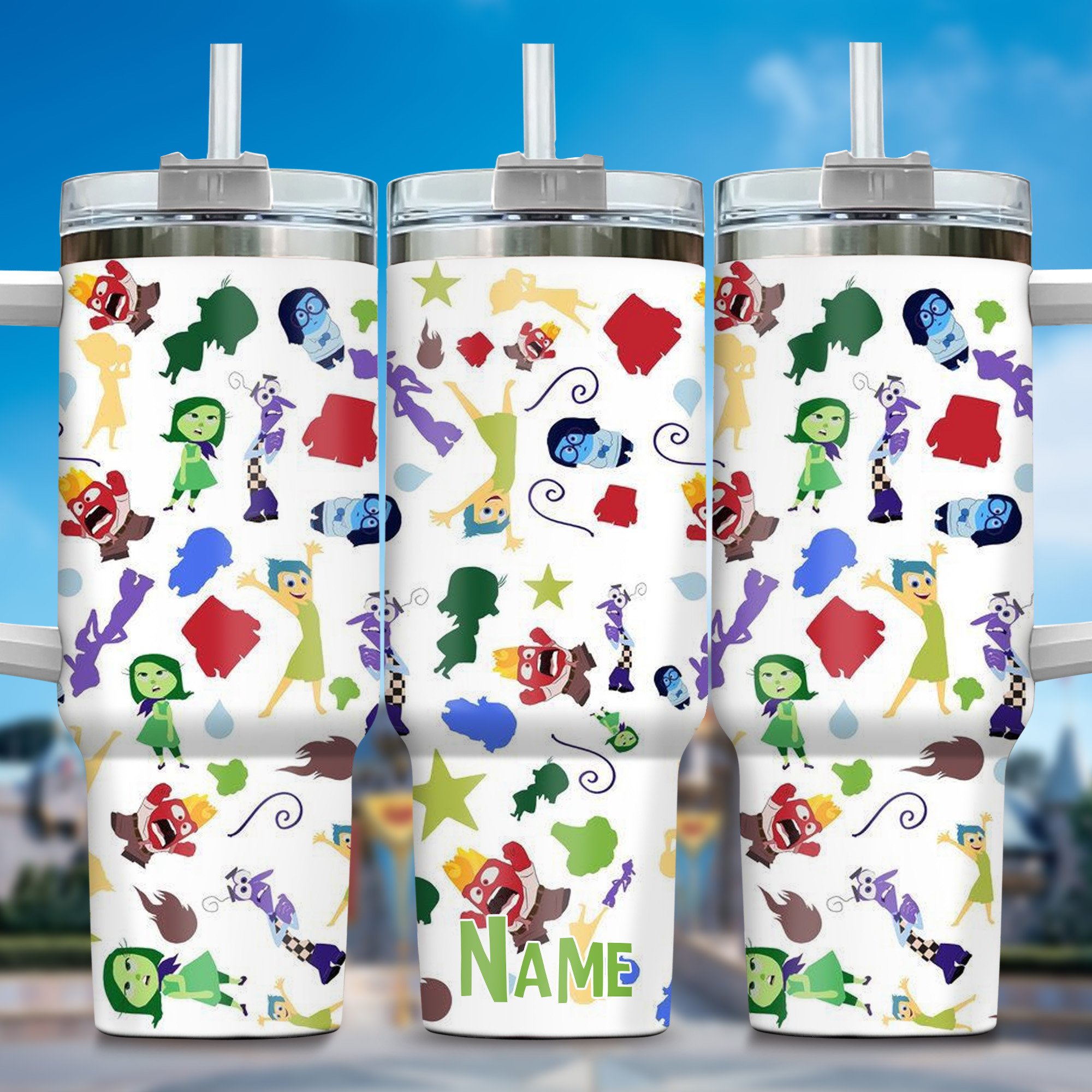 Inside Out Movies Custom Stanley Quencher 40oz Stainless Steel Tumbler With Handle