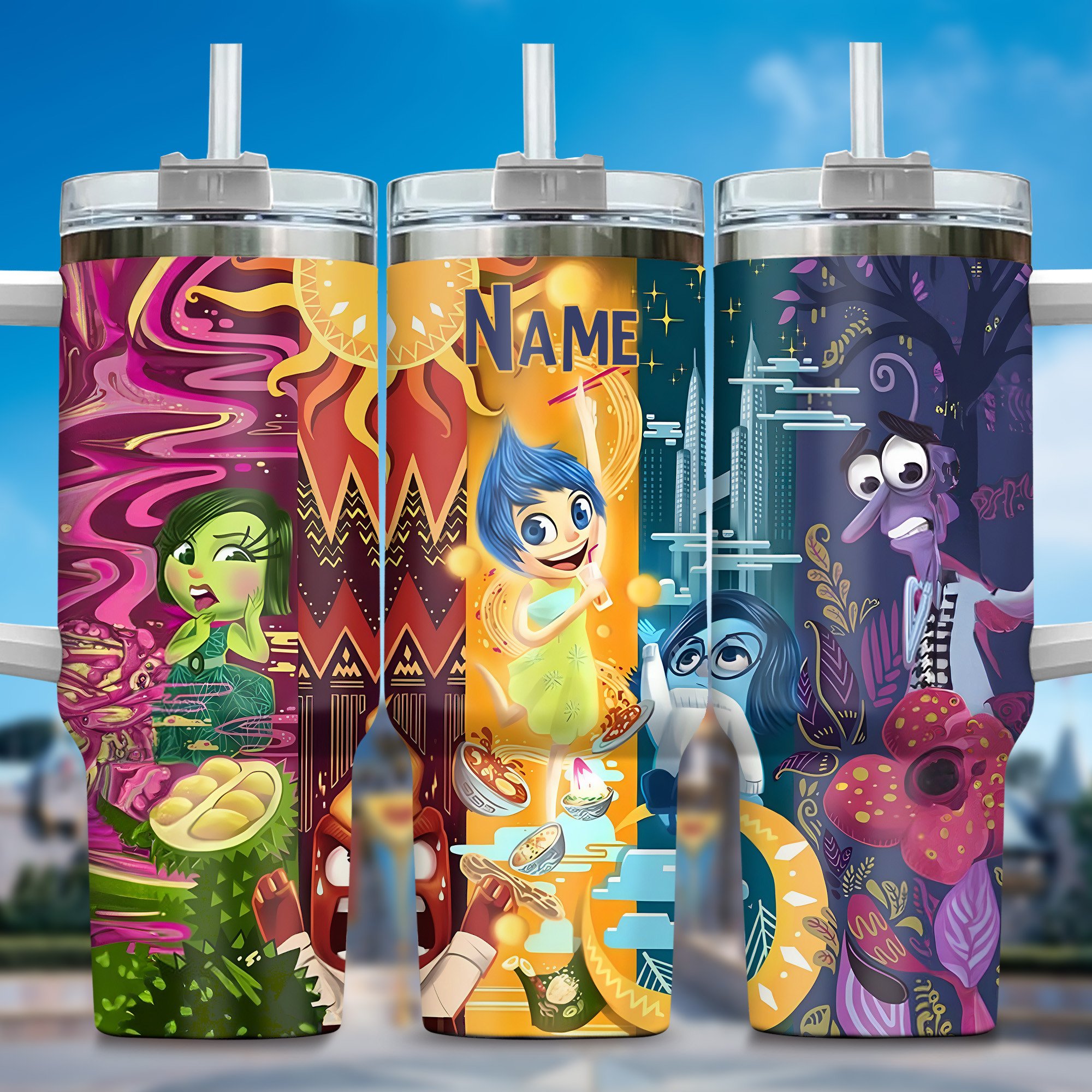 Inside Out Movies Custom Stanley Quencher 40oz Stainless Steel Tumbler With Handle