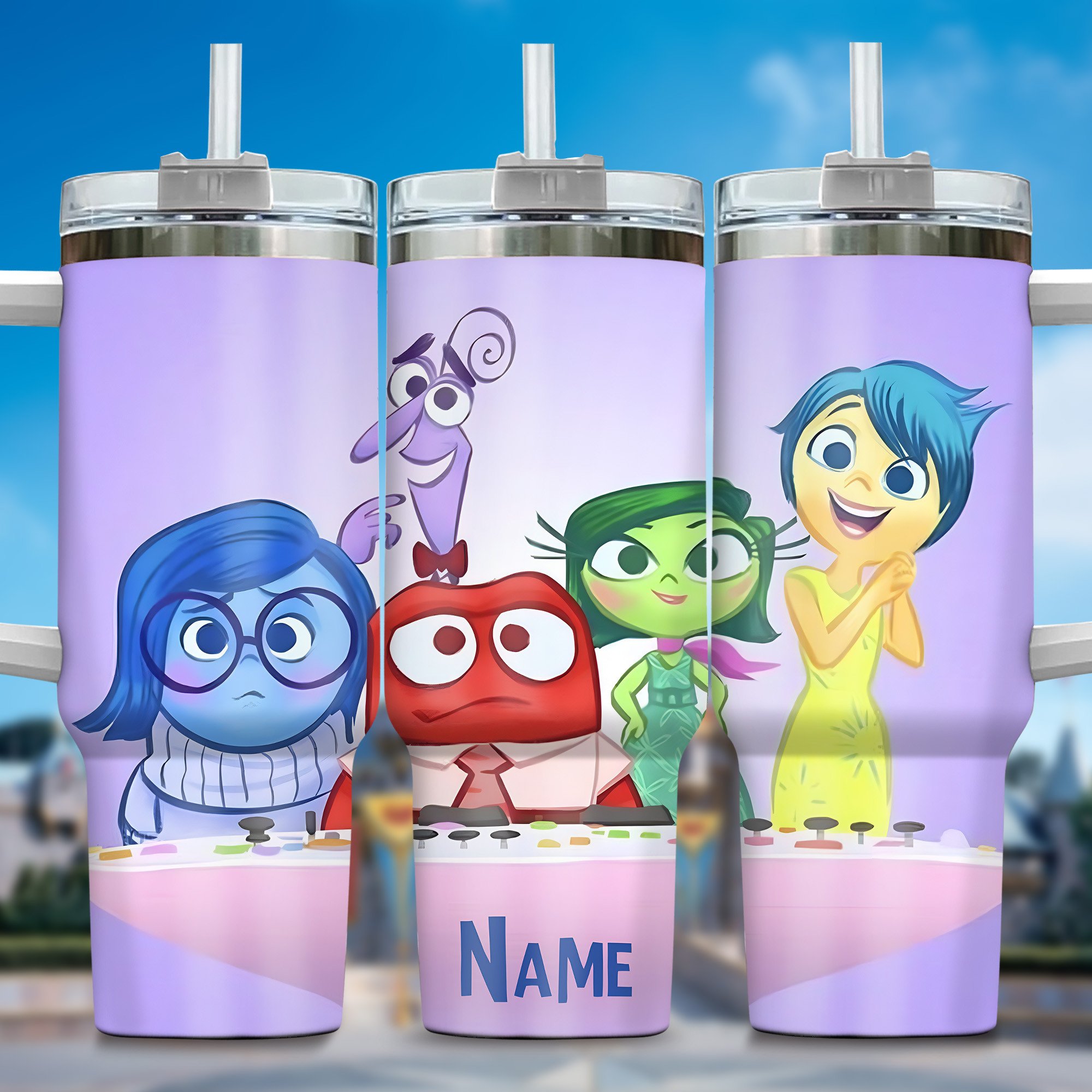 Inside Out Movies Custom Stanley Quencher 40oz Stainless Steel Tumbler With Handle