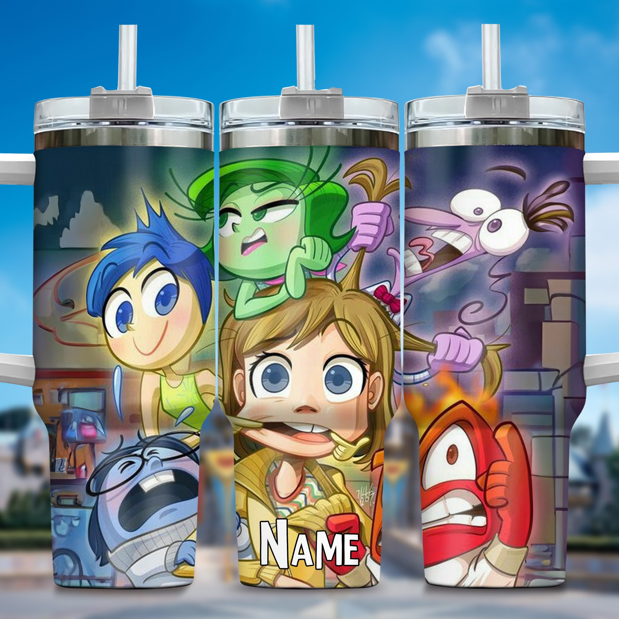 Inside Out Movies Custom Stanley Quencher 40oz Stainless Steel Tumbler With Handle