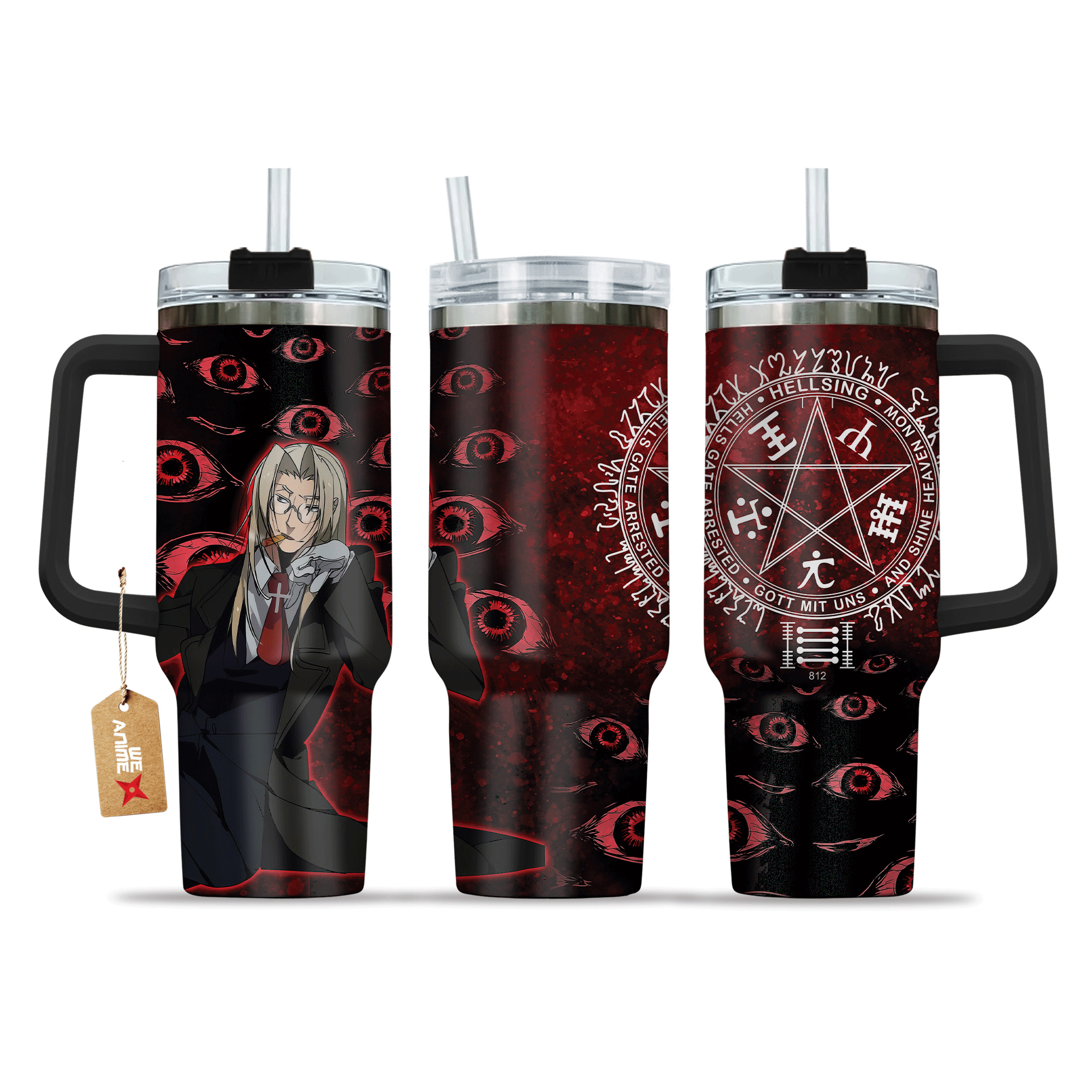 Integra Hellsing Anime Custom Stanley Quencher 40oz Stainless Steel Tumbler With Handle
