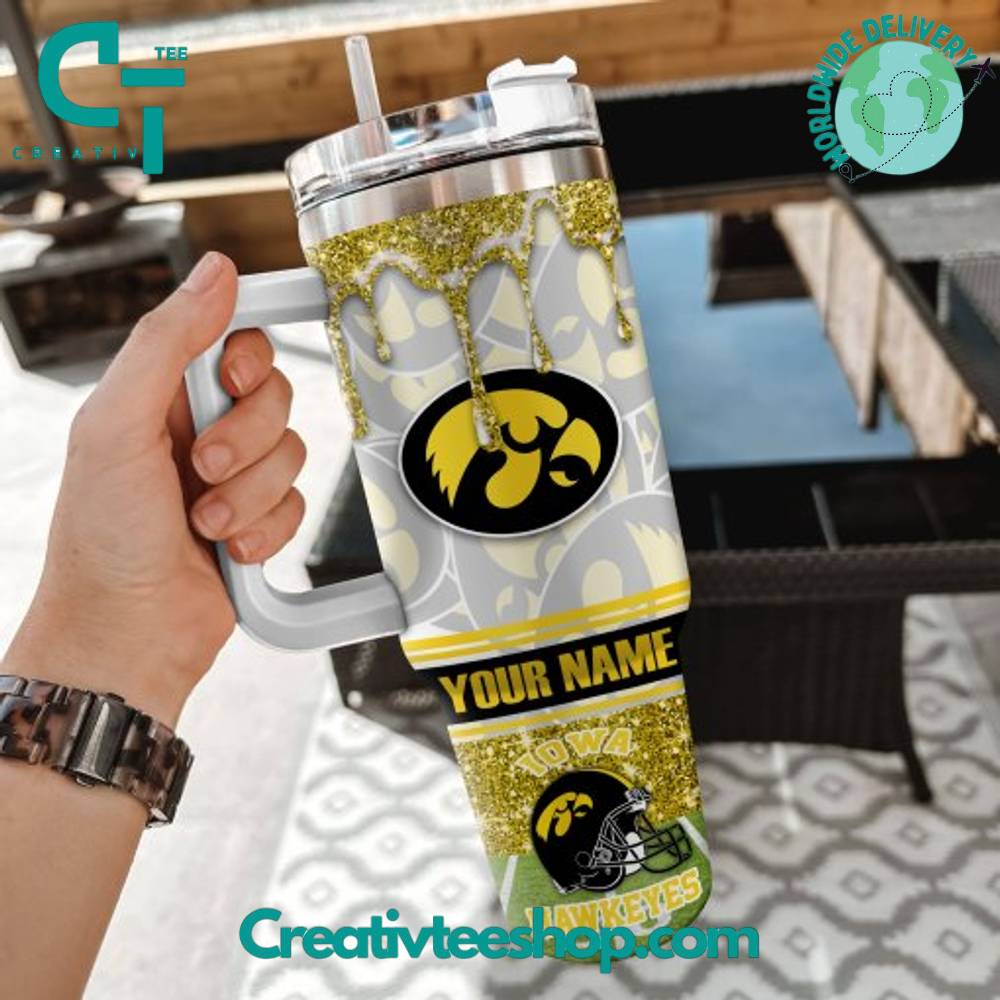 Iowa Hawkeyes NCAA Custom Stanley Quencher 40oz Stainless Steel Tumbler With Handle