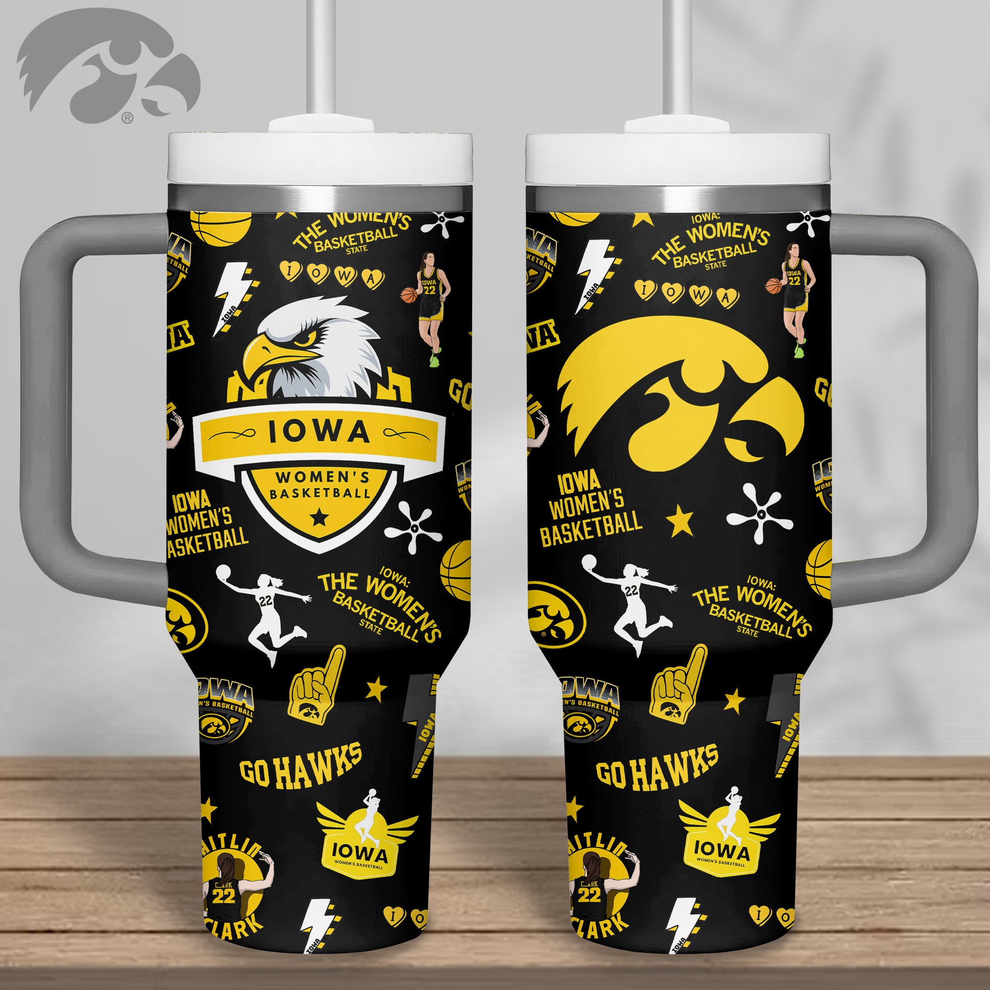 Iowa Hawkeyes women's basketball NCAA Custom Stanley Quencher 40oz Stainless Steel Tumbler With Handle