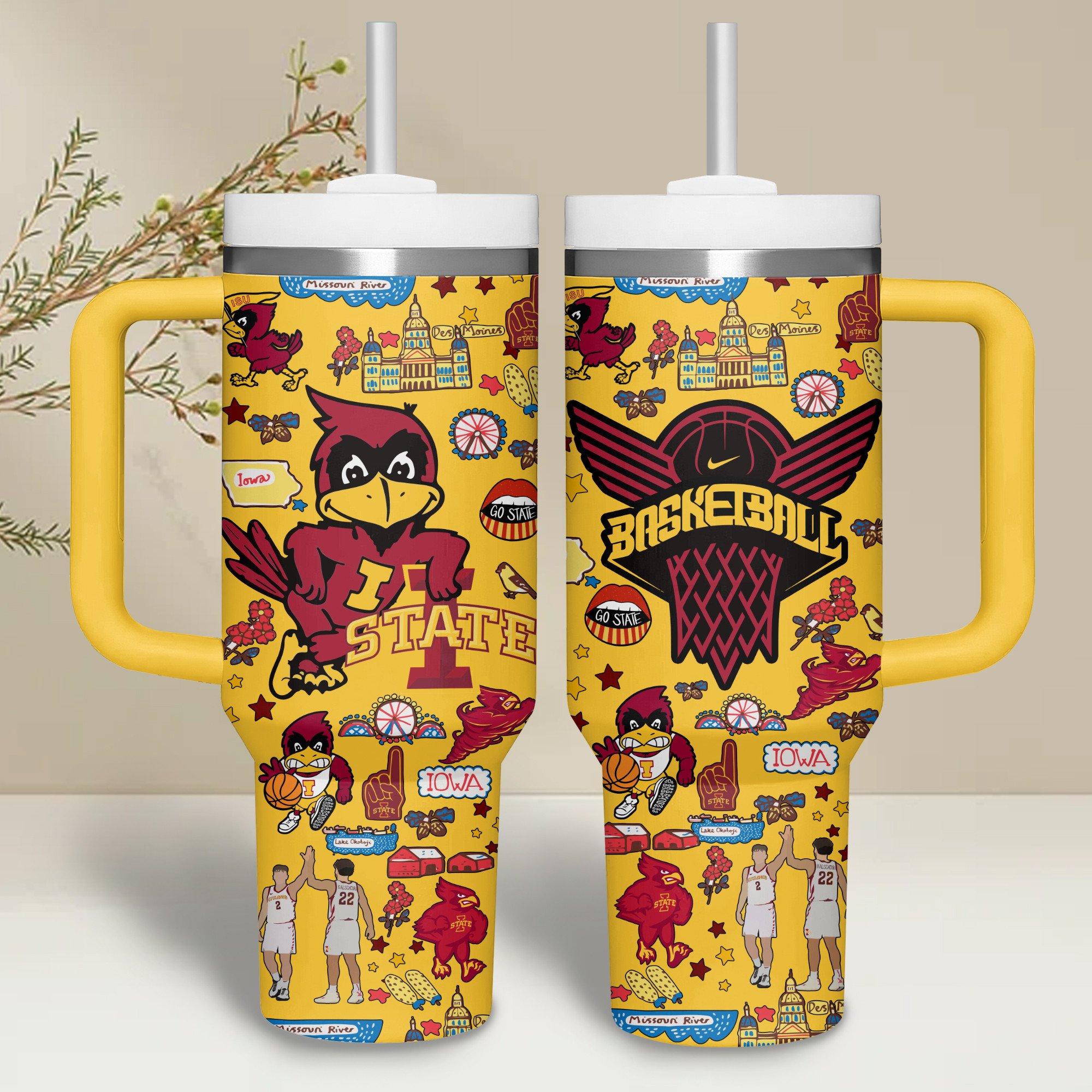 Iowa State Cyclones football NCAA Custom Stanley Quencher 40oz Stainless Steel Tumbler With Handle