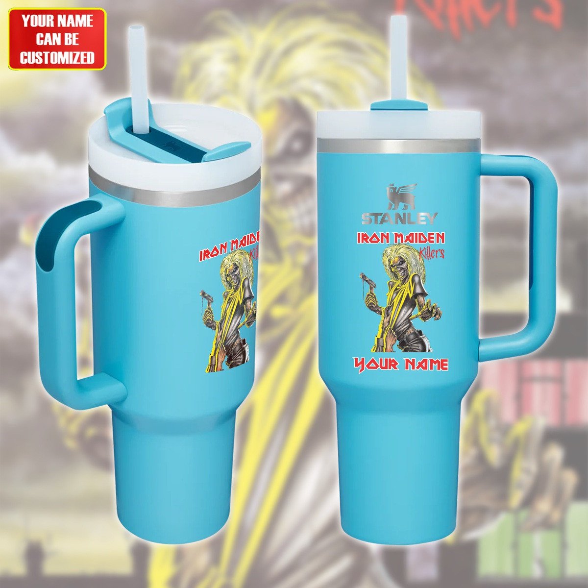 Iron Maiden Music Custom Stanley Quencher 40oz Stainless Steel Tumbler With Handle