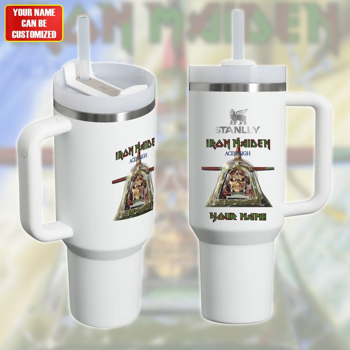 Iron Maiden Music Custom Stanley Quencher 40oz Stainless Steel Tumbler With Handle